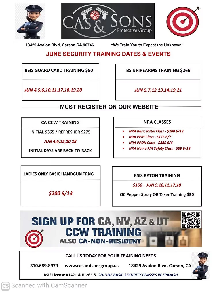 June Training Schedule